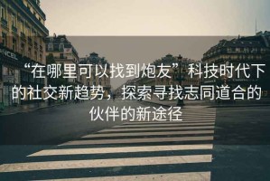 “在哪里可以找到炮友”科技時(shí)代下的社交新趨勢，探索尋找志同道合的伙伴的新途徑