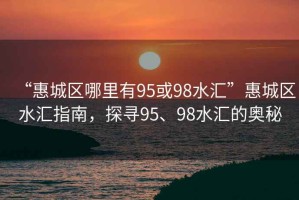 “惠城區哪里有95或98水匯”惠城區水匯指南，探尋95、98水匯的奧秘