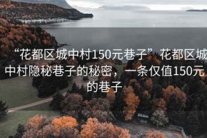 “花都區城中村150元巷子”花都區城中村隱秘巷子的秘密，一條僅值150元的巷子