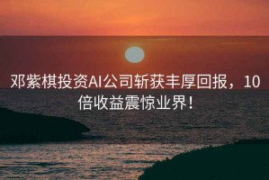 鄧紫棋投資AI公司斬獲豐厚回報，10倍收益震驚業(yè)界！