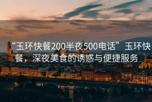 “玉環(huán)快餐200半夜500電話(huà)”玉環(huán)快餐，深夜美食的誘惑與便捷服務(wù)