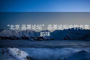 “北京 品茶論壇”品茶論壇中的北京韻味
