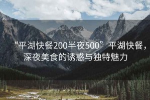 “平湖快餐200半夜500”平湖快餐，深夜美食的誘惑與獨特魅力
