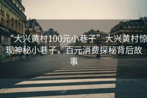 “大興黃村100元小巷子”大興黃村驚現神秘小巷子，百元消費探秘背后故事