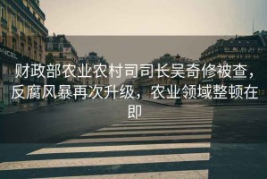 財政部農業(yè)農村司司長(cháng)吳奇修被查，反腐風(fēng)暴再次升級，農業(yè)領(lǐng)域整頓在即