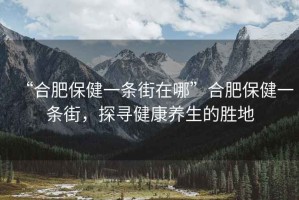 “合肥保健一條街在哪”合肥保健一條街，探尋健康養生的勝地