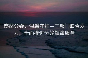 悠然分娩，溫馨守護—三部門(mén)聯(lián)合發(fā)力，全面推進(jìn)分娩鎮痛服務(wù)