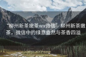 “柳州新茶嫩茶wx微信”柳州新茶嫩茶，微信中的綠意盎然與茶香四溢