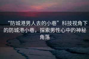 “防城港男人去的小巷”科技視角下的防城港小巷，探索男性心中的神秘角落