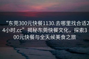 “東莞300元快餐1130.去哪里找合適24小時(shí).cc”揭秘東莞快餐文化，探索300元快餐與全天候美食之旅
