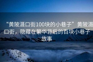 “黃陂灄口街100塊的小巷子”黃陂灄口街，隱藏在繁華背后的百塊小巷子故事