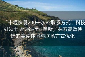 “十堰快餐200一次vx聯(lián)系方式”科技引領(lǐng)十堰快餐行業(yè)革新，探索高效便捷的美食體驗與聯(lián)系方式優(yōu)化