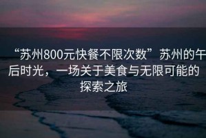 “蘇州800元快餐不限次數”蘇州的午后時(shí)光，一場(chǎng)關(guān)于美食與無(wú)限可能的探索之旅