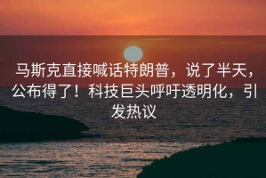 馬斯克直接喊話(huà)特朗普，說(shuō)了半天，公布得了！科技巨頭呼吁透明化，引發(fā)熱議