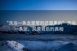 “洗浴一條龍是葷的還是素的”洗浴一條龍，風(fēng)景背后的真相
