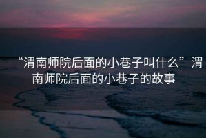 “渭南師院后面的小巷子叫什么”渭南師院后面的小巷子的故事