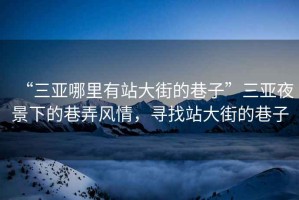 “三亞哪里有站大街的巷子”三亞夜景下的巷弄風(fēng)情，尋找站大街的巷子