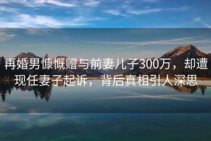 再婚男慷慨贈與前妻兒子300萬(wàn)，卻遭現任妻子起訴，背后真相引人深思