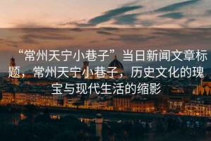 “常州天寧小巷子”當日新聞文章標題，常州天寧小巷子，歷史文化的瑰寶與現代生活的縮影