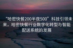 “哈密快餐200半夜500”科技引領(lǐng)未來(lái)，哈密快餐行業(yè)數字化轉型與智能配送系統的發(fā)展