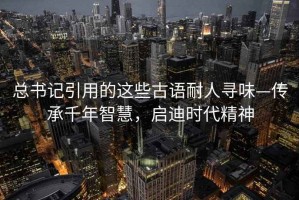 總書(shū)記引用的這些古語(yǔ)耐人尋味—傳承千年智慧，啟迪時(shí)代精神