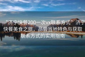“濟寧快餐200一次vx聯(lián)系方式”濟寧快餐美食之旅，品嘗當地特色與獲取聯(lián)系方式的實(shí)用指南