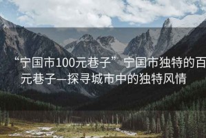 “寧國市100元巷子”寧國市獨特的百元巷子—探尋城市中的獨特風(fēng)情