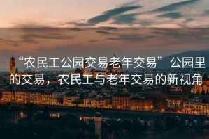 “農民工公園交易老年交易”公園里的交易，農民工與老年交易的新視角
