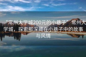 “常州大學(xué)城200元的小巷子”常州大學(xué)城，探索那深藏在小巷子中的故事與風(fēng)情