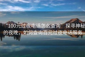 “100元過(guò)夜電話(huà)怎么查詢(xún)”探尋神秘的夜晚，如何查詢(xún)百元過(guò)夜電話(huà)服務(wù)