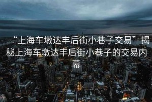 “上海車(chē)墩達豐后街小巷子交易”揭秘上海車(chē)墩達豐后街小巷子的交易內幕