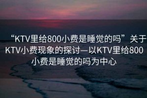 “KTV里給800小費是睡覺(jué)的嗎”關(guān)于KTV小費現象的探討—以KTV里給800小費是睡覺(jué)的嗎為中心