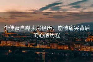 李佳薇自曝賣(mài)房經(jīng)歷，崩潰痛哭背后的心酸歷程