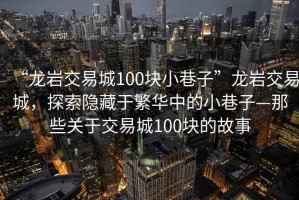 “龍巖交易城100塊小巷子”龍巖交易城，探索隱藏于繁華中的小巷子—那些關(guān)于交易城100塊的故事