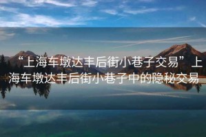 “上海車(chē)墩達豐后街小巷子交易”上海車(chē)墩達豐后街小巷子中的隱秘交易