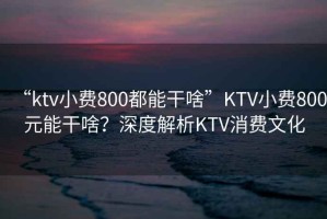 “ktv小費800都能干啥”KTV小費800元能干啥？深度解析KTV消費文化