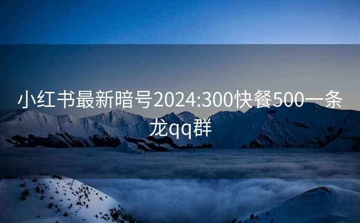 小紅書(shū)最新暗號2024:300快餐500一條龍qq群