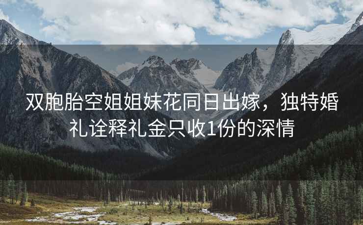 雙胞胎空姐姐妹花同日出嫁，獨特婚禮詮釋禮金只收1份的深情