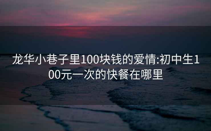 龍華小巷子里100塊錢(qián)的愛(ài)情:初中生100元一次的快餐在哪里