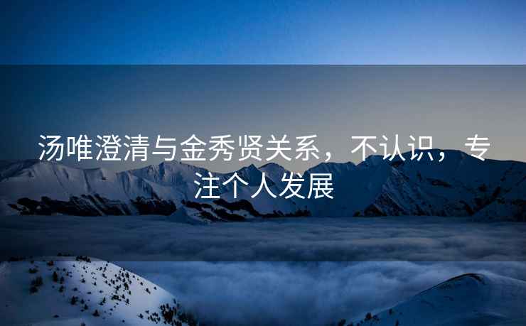 湯唯澄清與金秀賢關(guān)系，不認識，專(zhuān)注個(gè)人發(fā)展