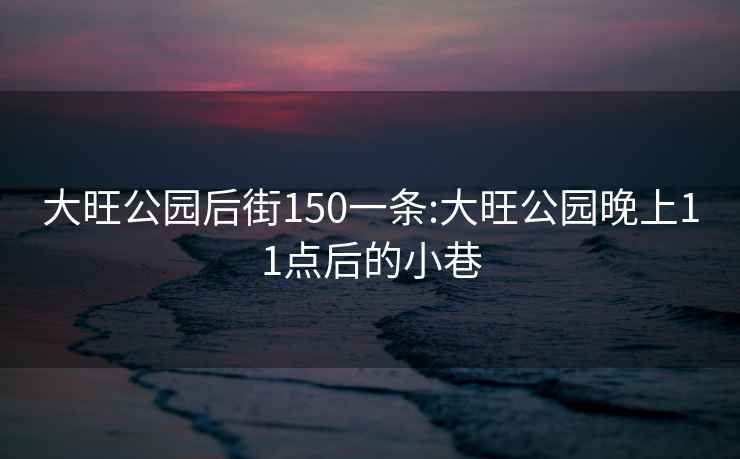 大旺公園后街150一條:大旺公園晚上11點(diǎn)后的小巷