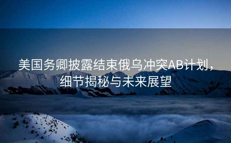 美國務(wù)卿披露結束俄烏沖突AB計劃，細節揭秘與未來(lái)展望