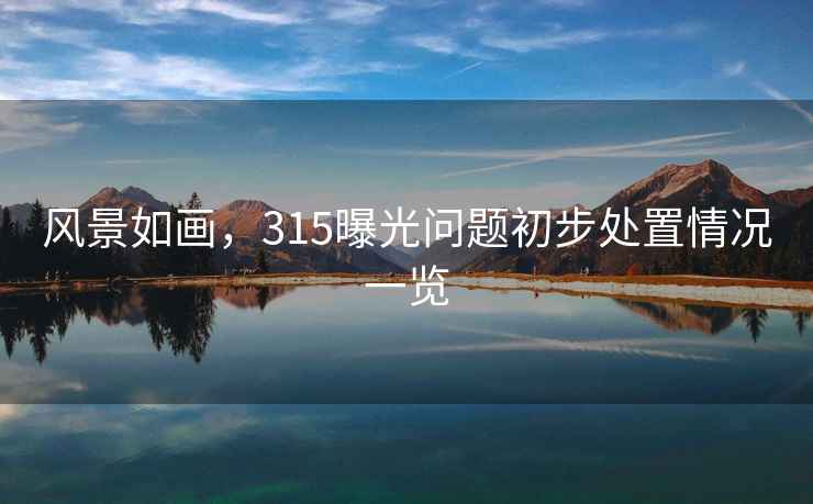 風(fēng)景如畫(huà)，315曝光問(wèn)題初步處置情況一覽