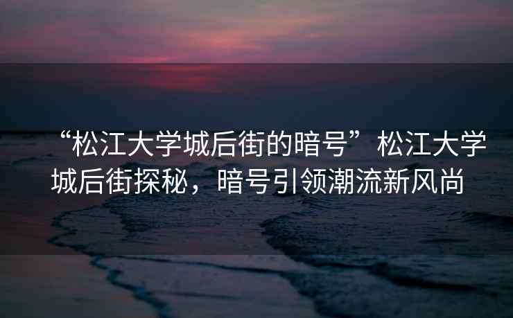 “松江大學(xué)城后街的暗號”松江大學(xué)城后街探秘，暗號引領(lǐng)潮流新風(fēng)尚
