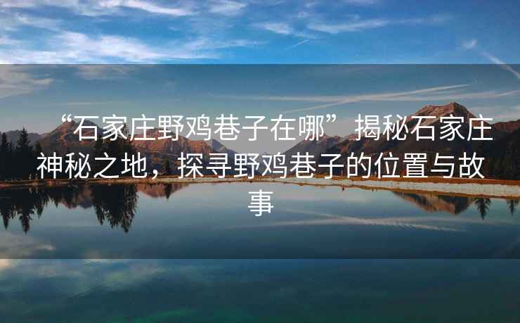 “石家莊野雞巷子在哪”揭秘石家莊神秘之地，探尋野雞巷子的位置與故事