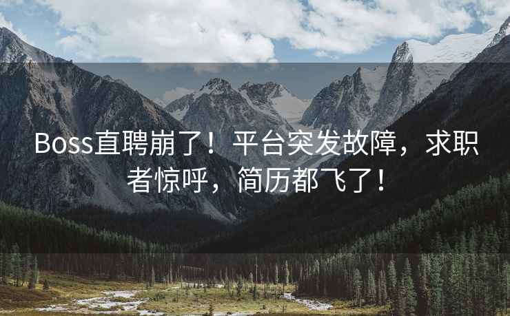 Boss直聘崩了！平臺突發(fā)故障，求職者驚呼，簡(jiǎn)歷都飛了！