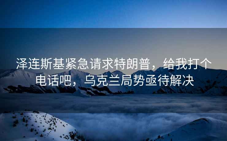 澤連斯基緊急請求特朗普，給我打個(gè)電話(huà)吧，烏克蘭局勢亟待解決
