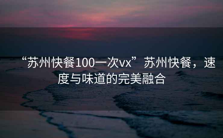 “蘇州快餐100一次vx”蘇州快餐，速度與味道的完美融合