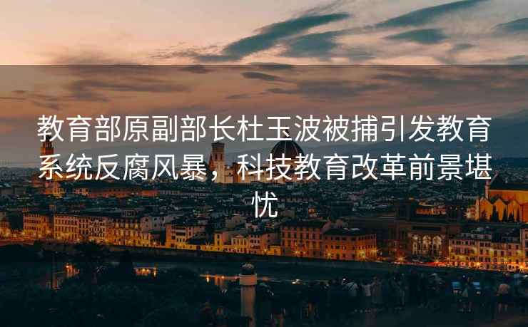 教育部原副部長(cháng)杜玉波被捕引發(fā)教育系統反腐風(fēng)暴，科技教育改革前景堪憂(yōu)