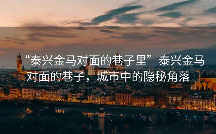 “泰興金馬對面的巷子里”泰興金馬對面的巷子，城市中的隱秘角落